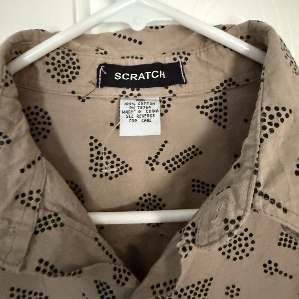 Tan Geometric Button Up Shirt - Picture 2 of 6
